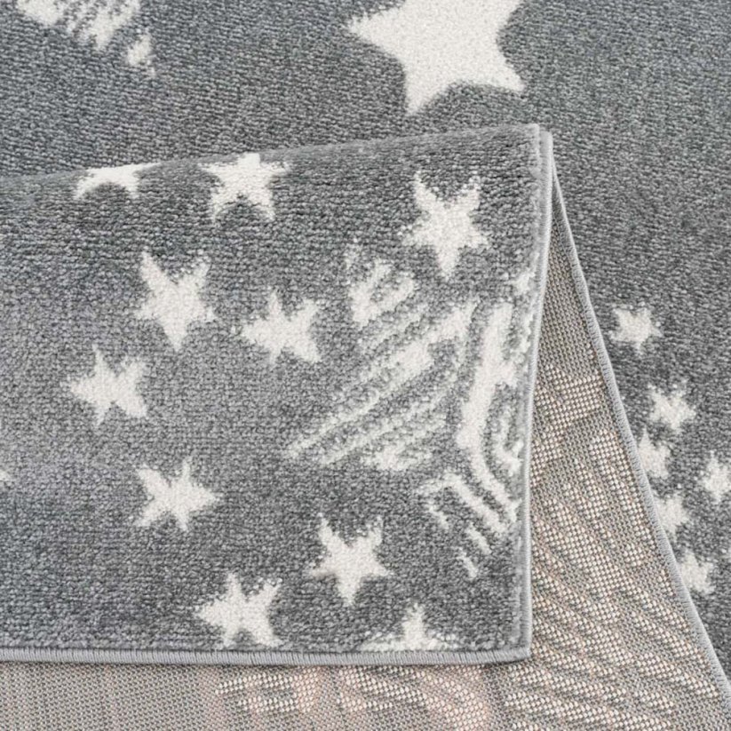 Сив кръгъл детски килим STARS