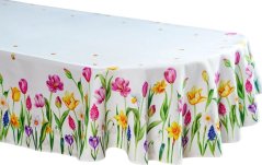 Dekoračný obrus na stôl s jarnými kvetmi