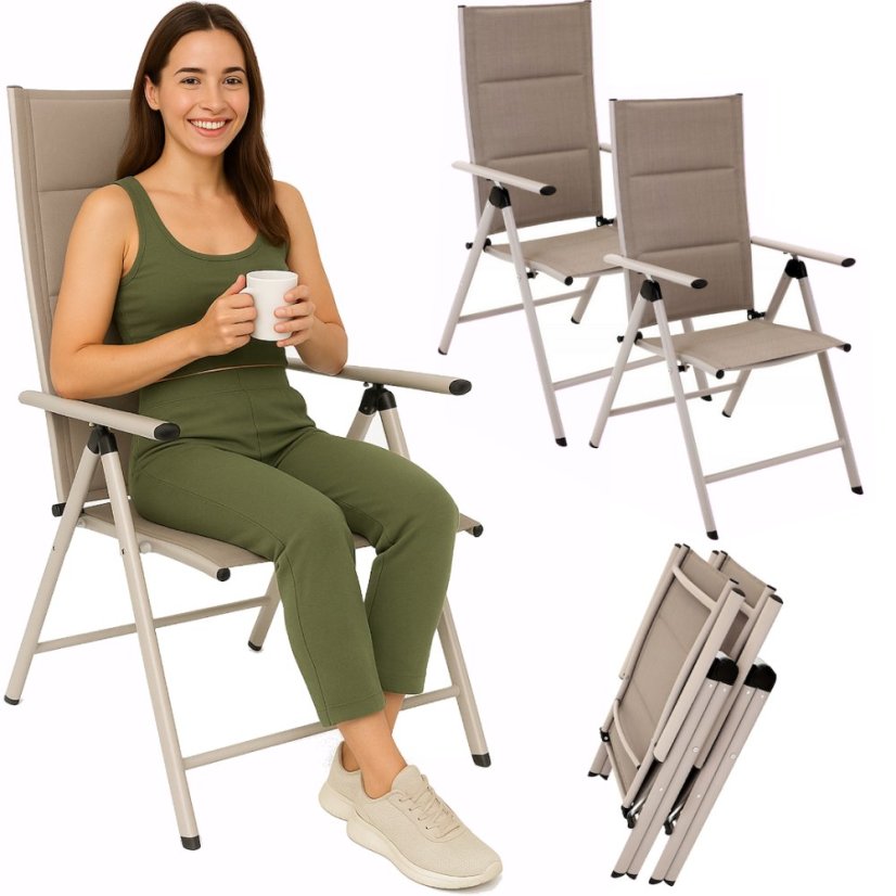 Sedie da giardino pieghevoli beige - set di 2