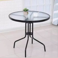 Masă rotundă de grădină 80 cm sticlă