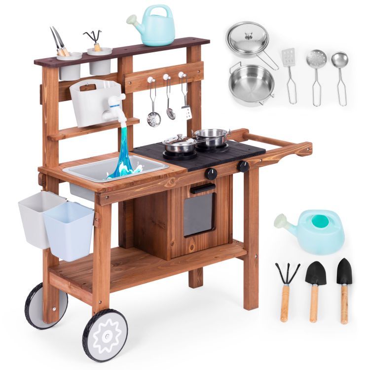 Cucina per bambini in legno di abete con accessori 