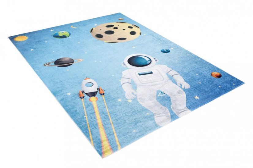 Kinderteppich mit dem Motiv von Astronauten und Planeten 