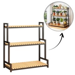 Kovový stojan na rastliny 3-poschodová polica na kvety v loft štýle 95 cm