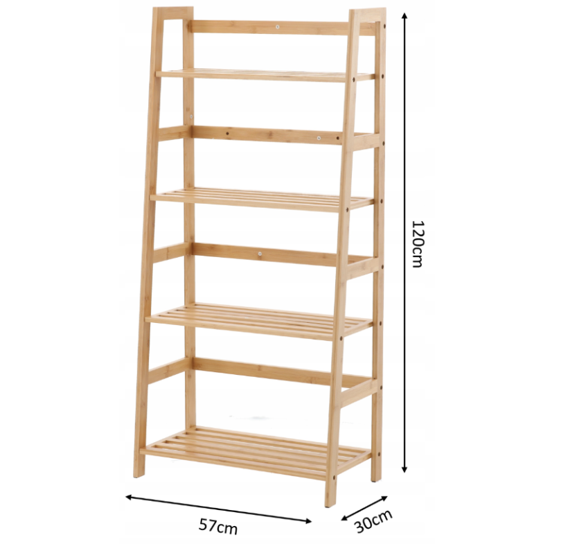 Scaffale in bambù con 4 ripiani 57 x 30 x 120 cm