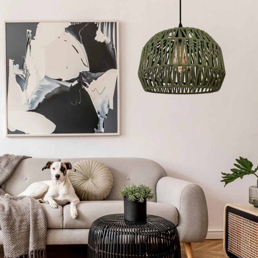 Viseća lampa od jutenog užeta - Boja: Bež