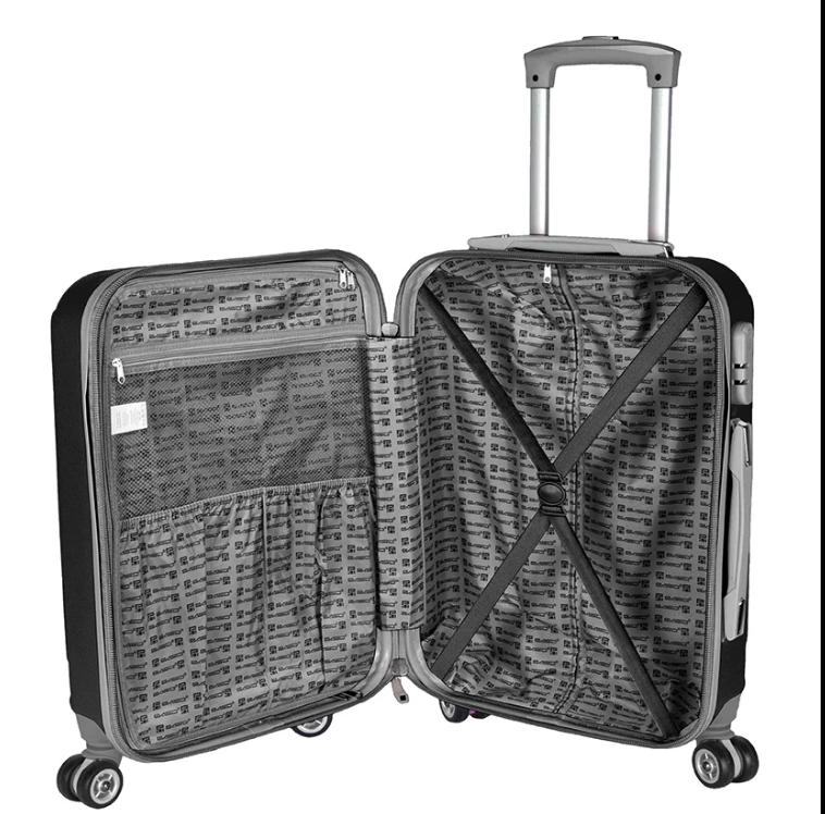 Fekete utazótáska 55 x 34 x 21 cm-es méretekkel