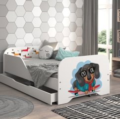 Kompletná detská posteľ  160 x 80 cm s matracom a roštom - SKATE DOG