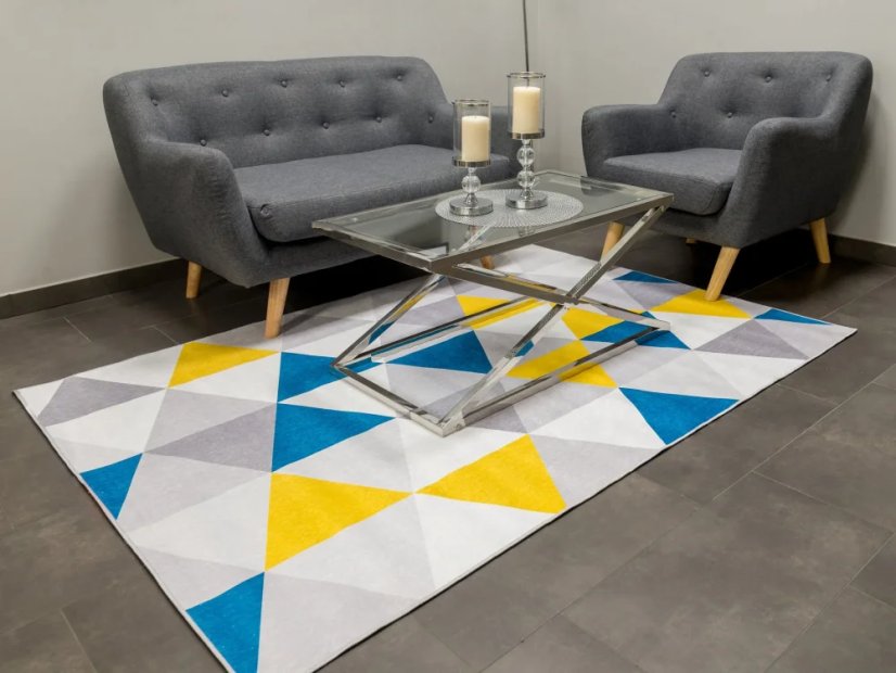 Moderni tepih s geometrijskim plavo-žutim uzorkom, 140 x 200 cm Moderni tepih s geometrijskim plavo-žutim uzorkom, 140 x 200 cm