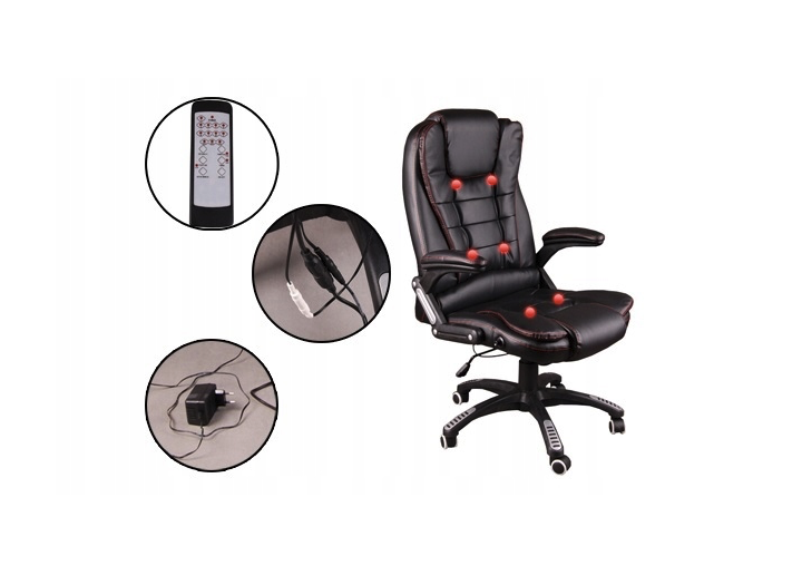 Masážní křeslo v červené ekokůži BSB001M