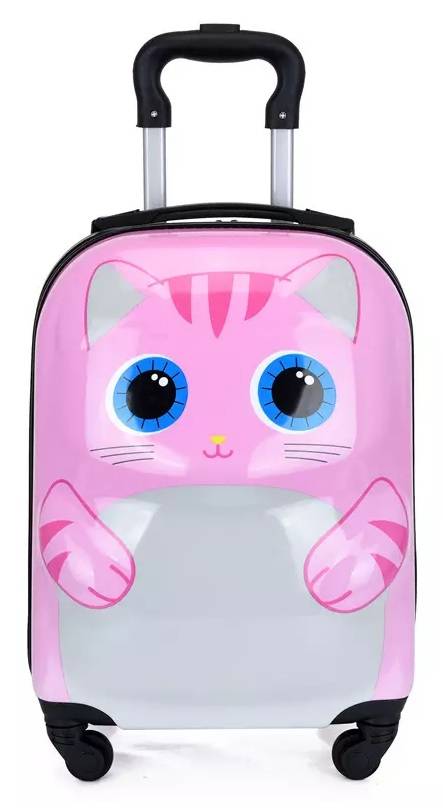 Detský cestovný kufor 3D s ružovou mačkou 29 l