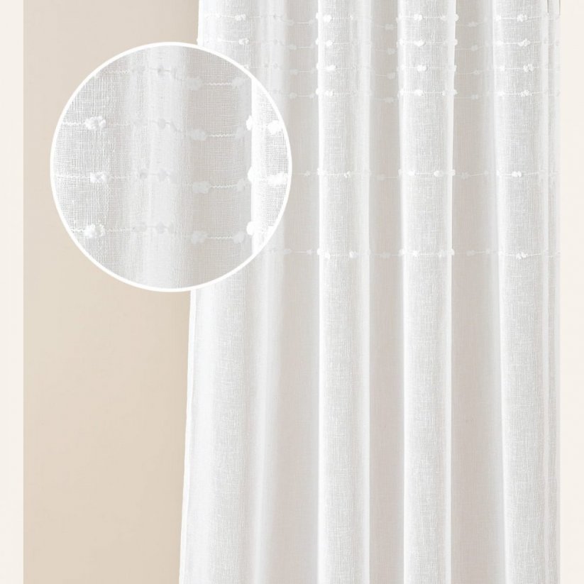 Marisa Minőségi fehér függöny fémkarikákkal 140 x 280 cm