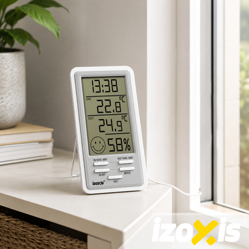 Meteorologická stanica IZOXIS – digitálny teplomer, vlhkomer, hodiny a budík