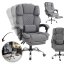 Ergonomická kancelářská židle s opěrkou nohou a masážní péčí - šedá látka