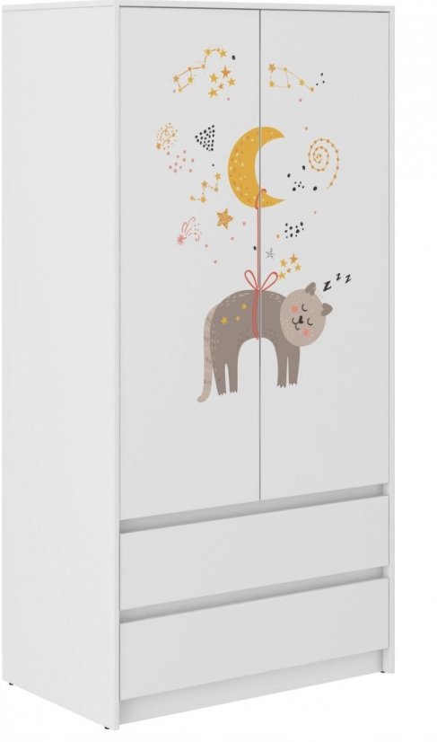 Kindergarderobe mit Katzen- und Sternen-Motiv 180x55x90 cm