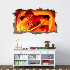 Nálepka na stenu červený ninja go 120 x 74 cm