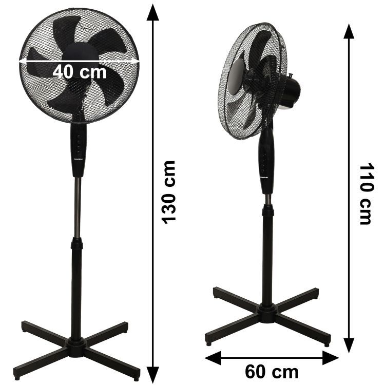 Samostojeći ventilator s 5 lopatica - crni 45 W