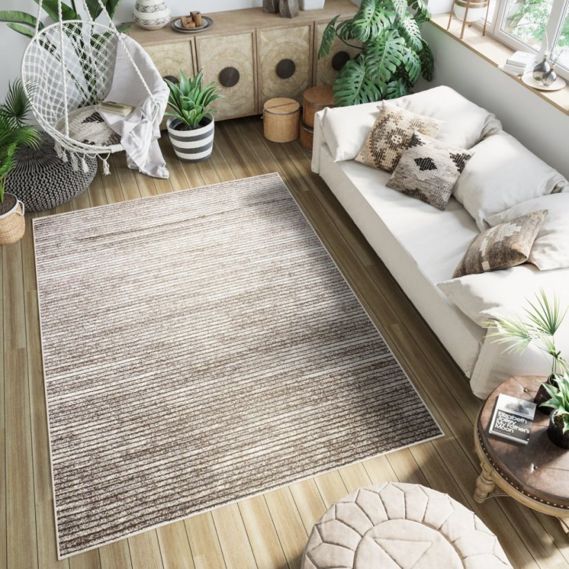PETRA Modern dizájnos barna szőnyeg vékony csíkokkal - Méret: Szélesség: 120 cm | Hossz: 170 cm