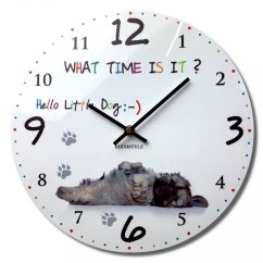 Kvalitné detské nástenné hodiny 30 cm s malým psíkom