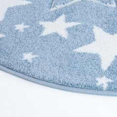 Original blauer runder Teppich STARS