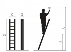 Jednodielny hliníkový oporný rebrík, 12 priečok a nosnosť 150 kg