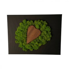 Bild mit Holzherz und Moos 20 x 30 cm