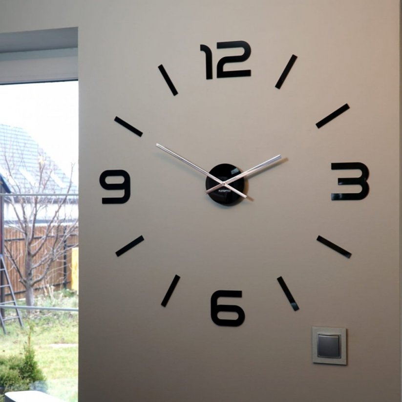 Dizajnerski crni zidni sat koji se lijepi, 80 cm - Boja: Crno