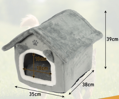 Plüss macskaágy párnával