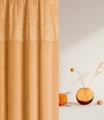 Dizajnový horčicovo žltý zatemňujúci záves so striebornými kruhmi 140x250 cm