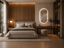 Ovális LED-es tükör, 45 x 80 cm, érintőképernyős vezérléssel és páramentesítő funkcióval