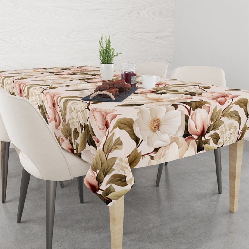 Obrus, štóla s motívom kvetov pivónie v jemných tónoch