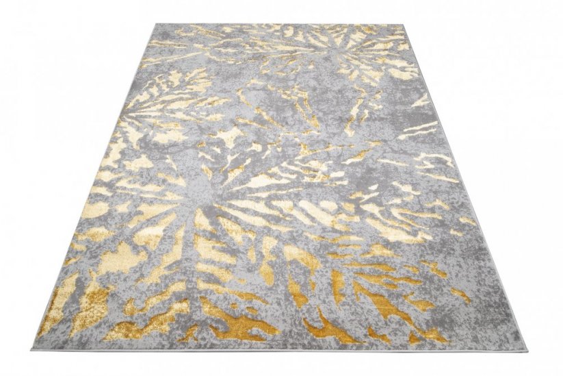 Exklusiver moderner grauer Teppich mit Goldmotiv