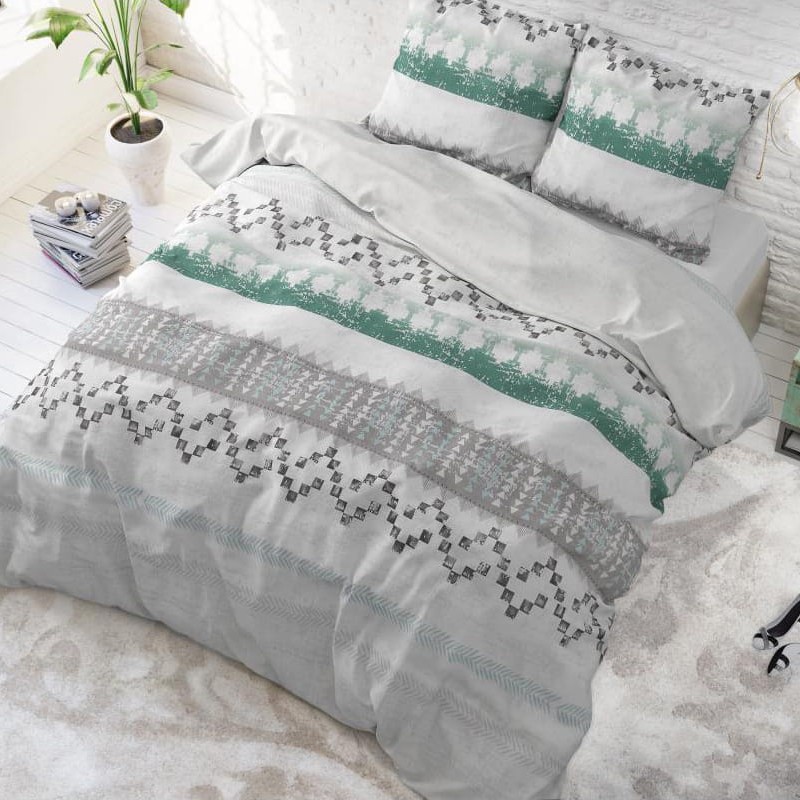 Качествено памучно спално бельо в сиво 200 х 220 см