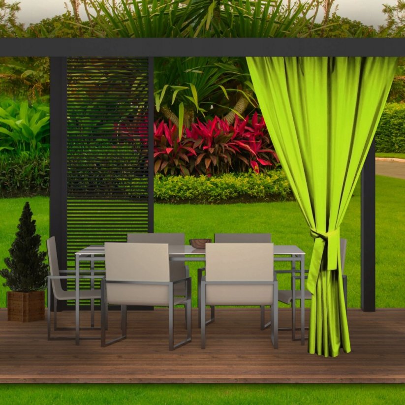 Krásné letní limetkově zelené závěsy do zahradního altánku 155x220 cm