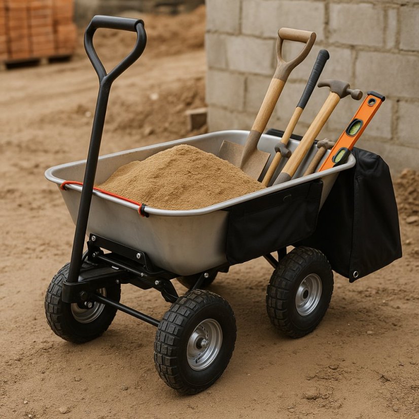 Cărucior de grădină 3 în 1 cu basculantă, capacitate de încărcare până la 250 kg, oțel galvanizat