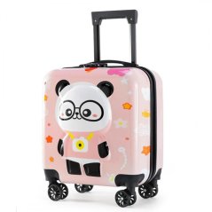 Gyermek utazótáska kerekeken, teleszkópos fogantyúval - PINK PANDA