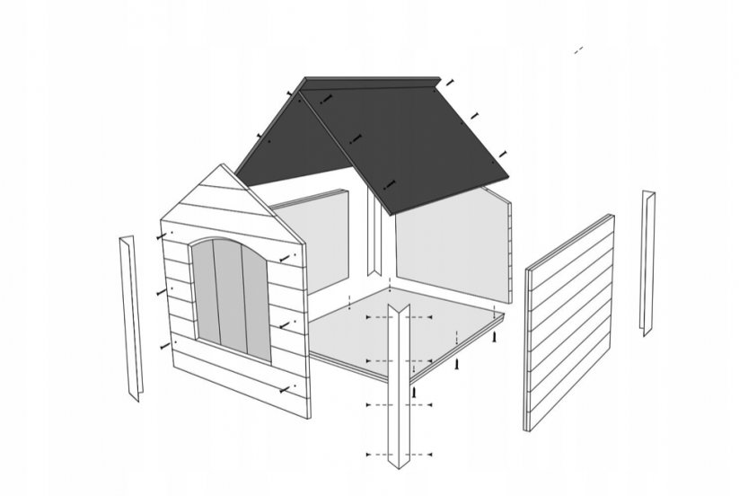 Zateplená bouda pro velikost psa. D - 100 cm x 72 cm x 65 cm