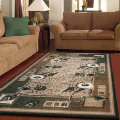 Covor verde cu model floral