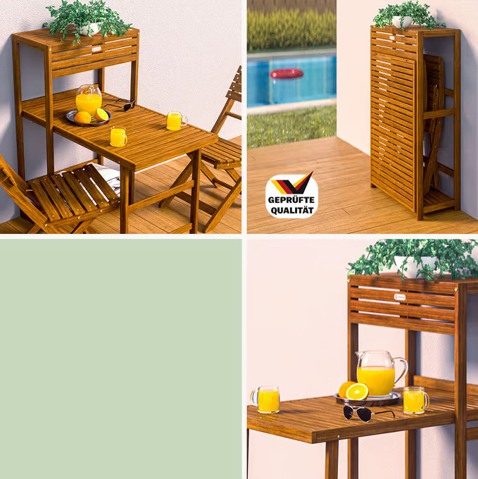 Set da giardino 3 pezzi CASARIA® in legno di acacia - tavolo pieghevole + 2 sedie