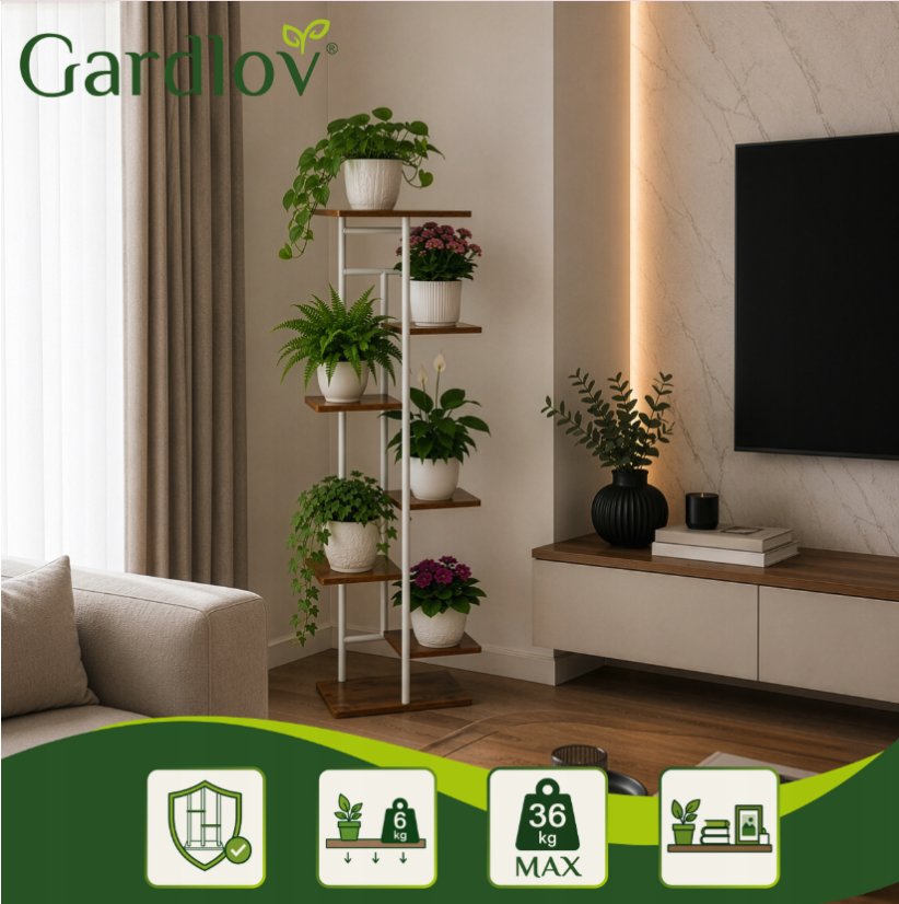 Suport metalic pentru flori în stil loft – alb 120 cm