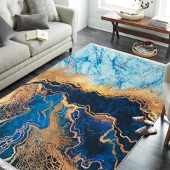 Covor antiderapant albastru cu model abstract
