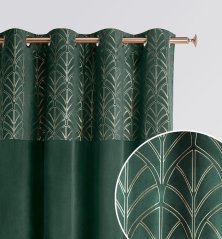 Elegantný tmavozelený zatemňujúci záves so striebornými kruhmi 140x280 cm Elegantný tmavozelený zatemňujúci záves so striebornými kruhmi 140x280 cm