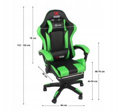 Xgaming játékszék lábtartóval - fekete és piros