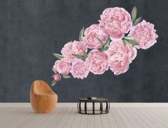 Wandaufkleber mit rosa Pfingstrosenmotiv