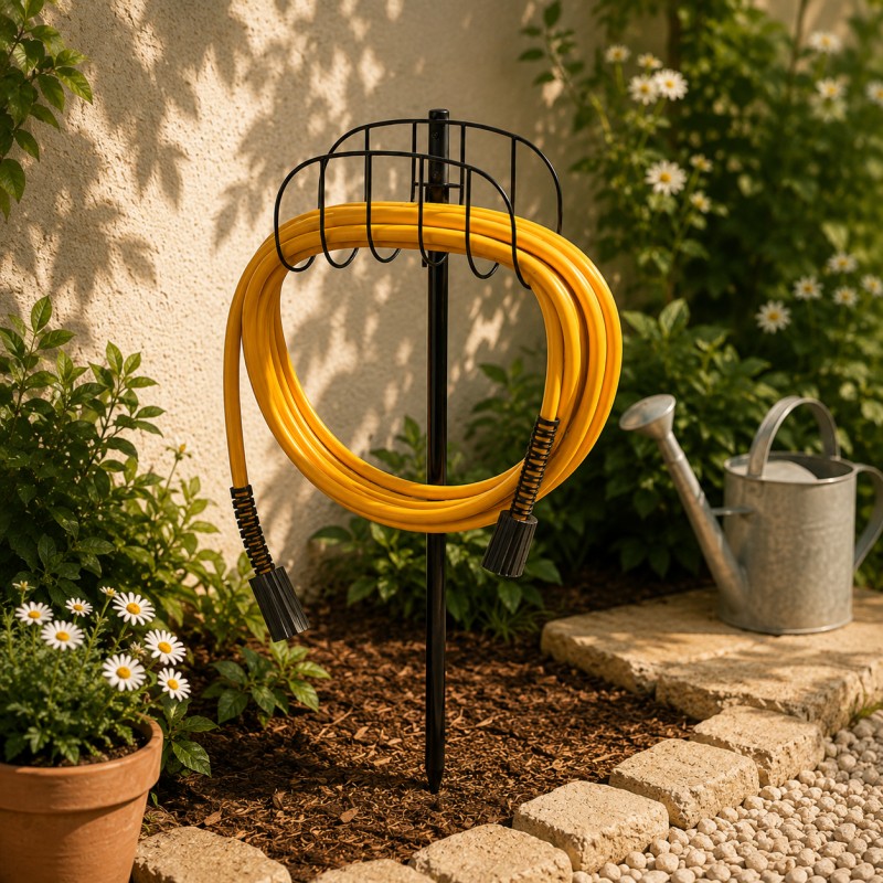 Metalni kolut za vrtno crijevo, 109 cm, crni