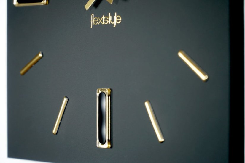 Fekete óra BRILLIANT 30 cm, arany kiegészítőkkel