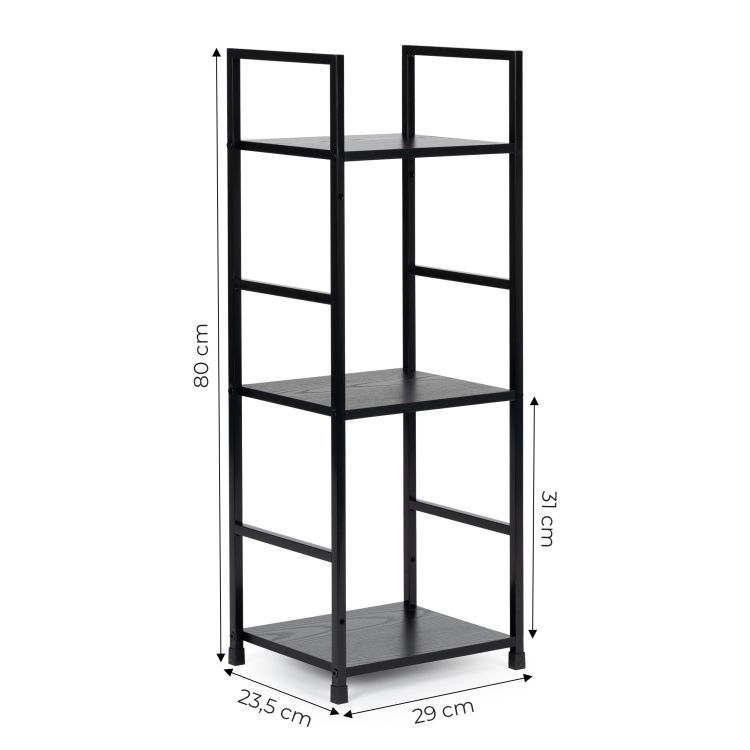 Moderní regál 80 cm se 3 policemi dřevo / kov