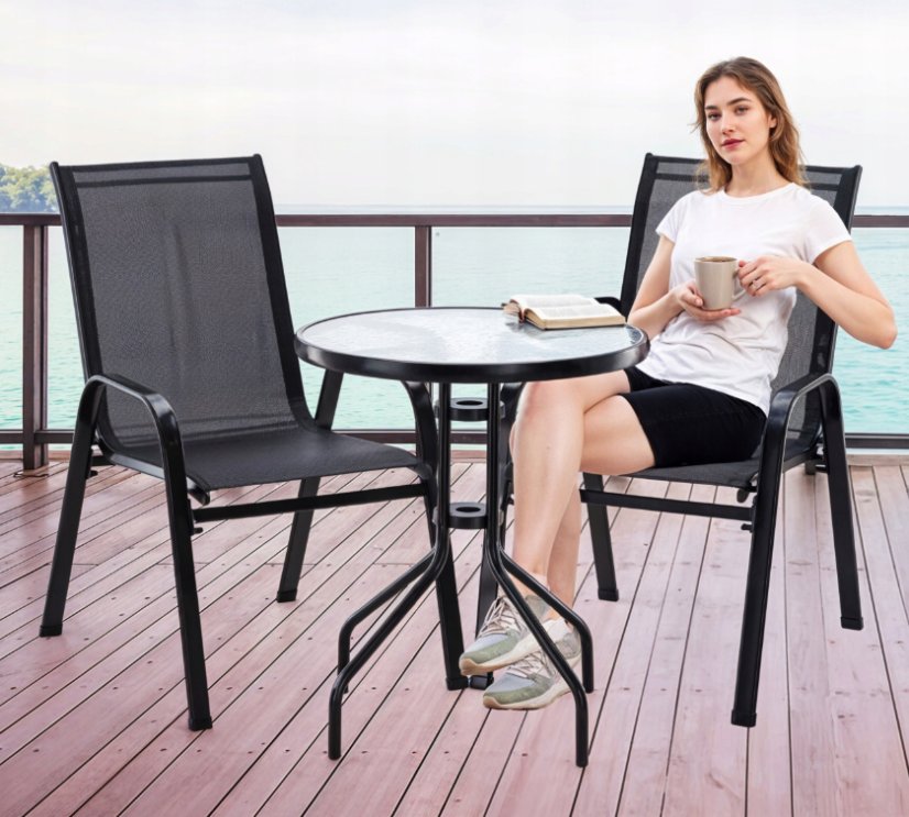 Sada nábytku na balkon nebo terasu v černé barvě
