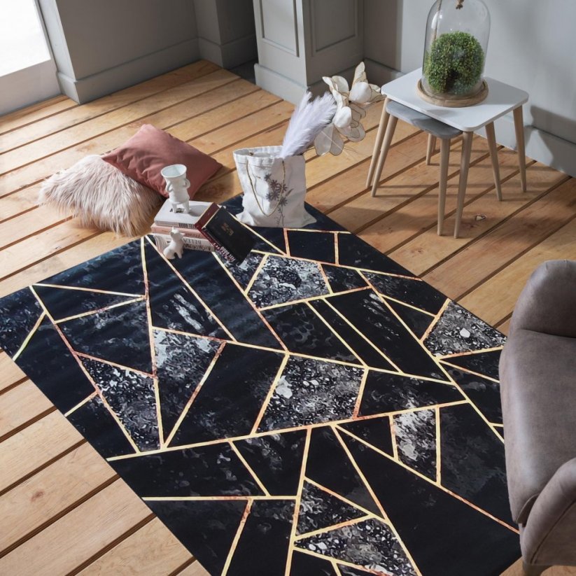 Čierny koberec so zaujímavými detailmi - Rozmer koberca: Šírka: 60 cm | Dĺžka: 100 cm