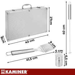 Set da barbecue in valigetta 26 pezzi - utensili da barbecue in acciaio inox
