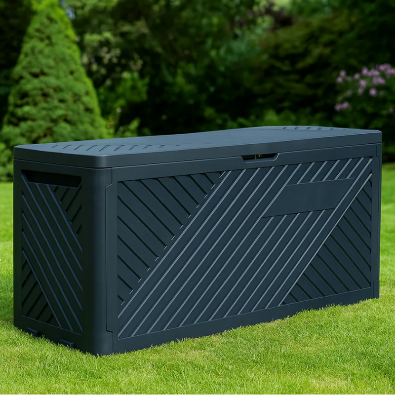 Vrtna kutija za pohranu antracit boje s poklopcem od 280 litara – 112 x 56 x 44 cm